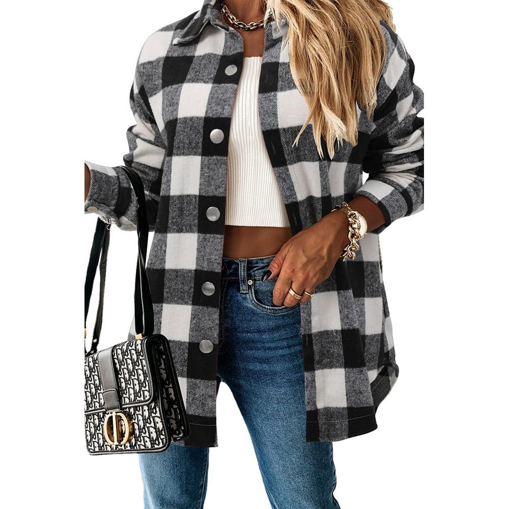 Mathilde – oversized cardigan vest met ruitpatroon en knoopsluiting