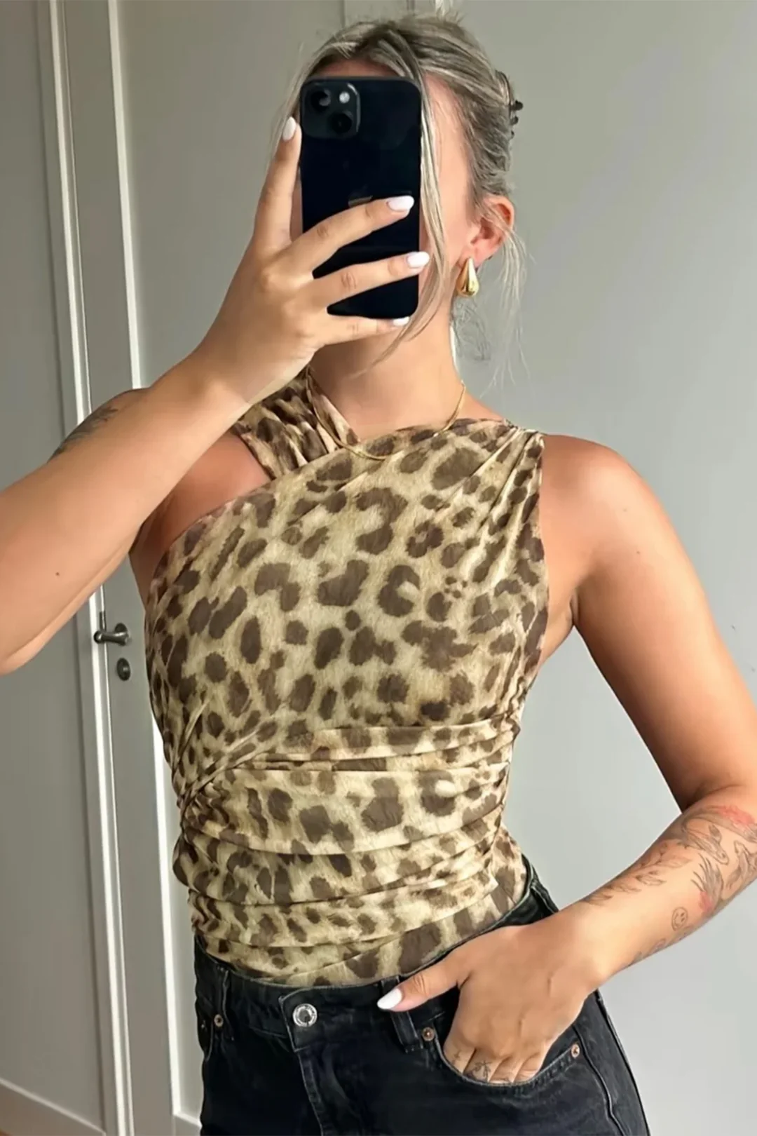 Zara – asymmetrische zomer top met panterprint
