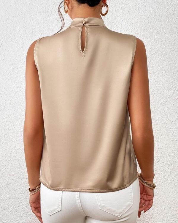 Lyra - Mouwloze Blouse met Gedraaide Opstaande Kraag
