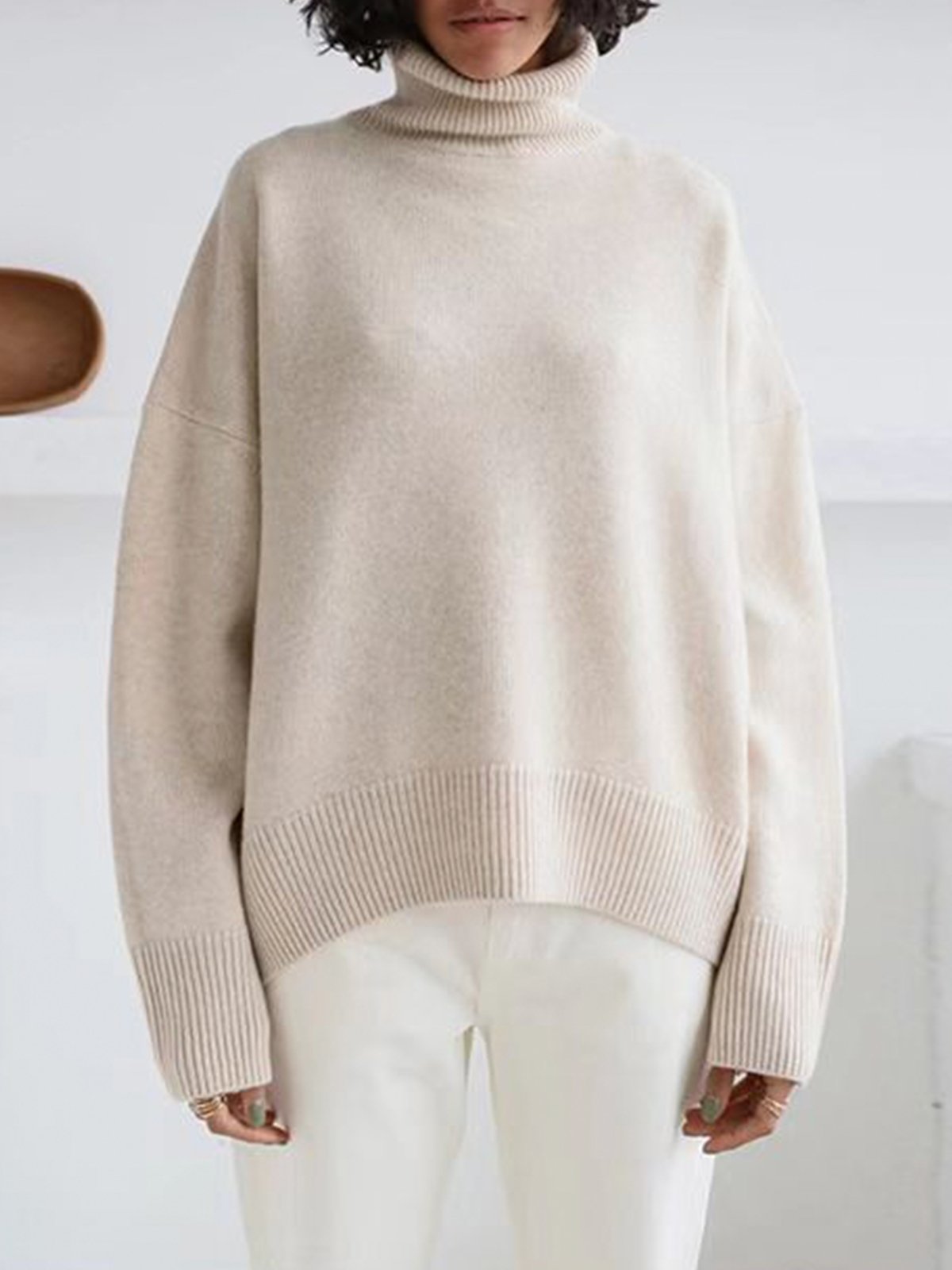 Harper – zachte oversized coltrui van zware knit met ribdetails