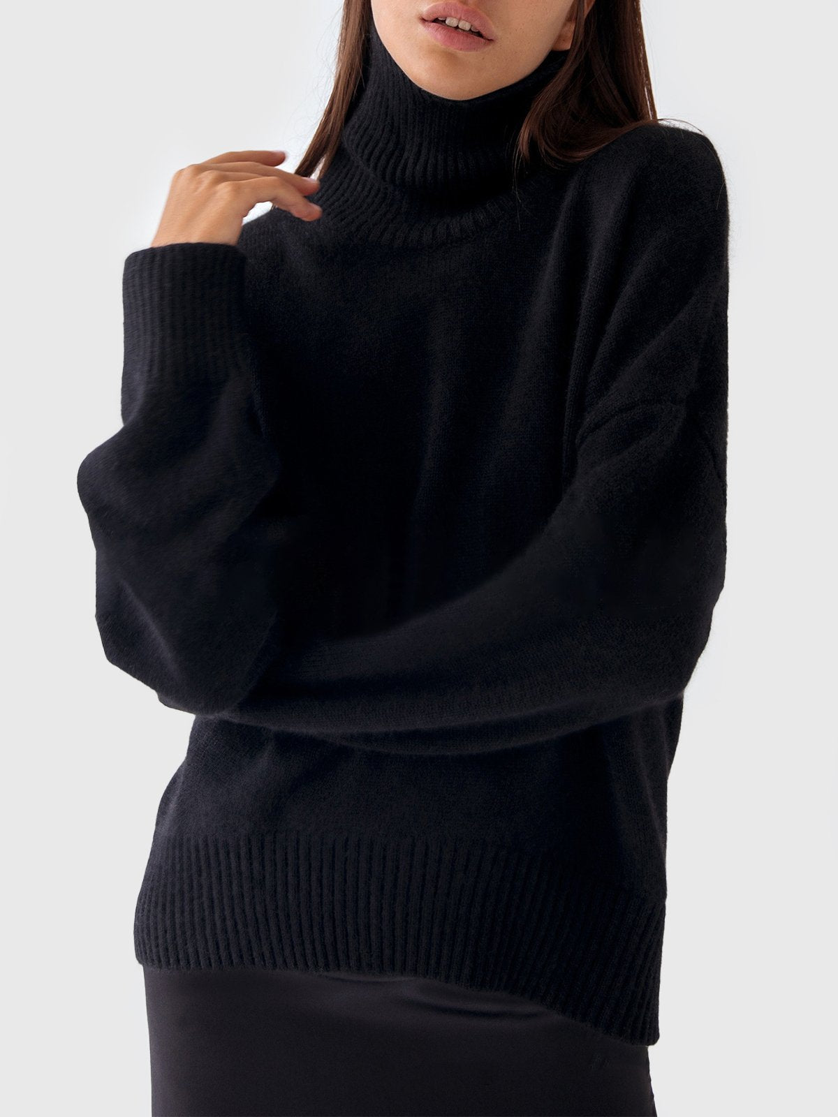 Harper – zachte oversized coltrui van zware knit met ribdetails