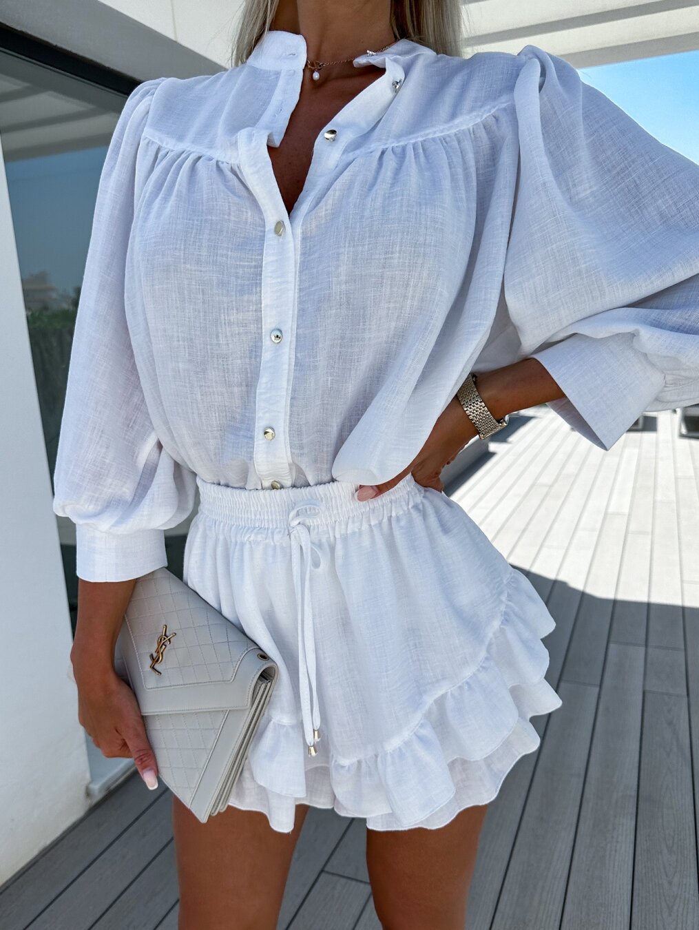 Luné – Linnen Blouse Met Rok Zomer Set