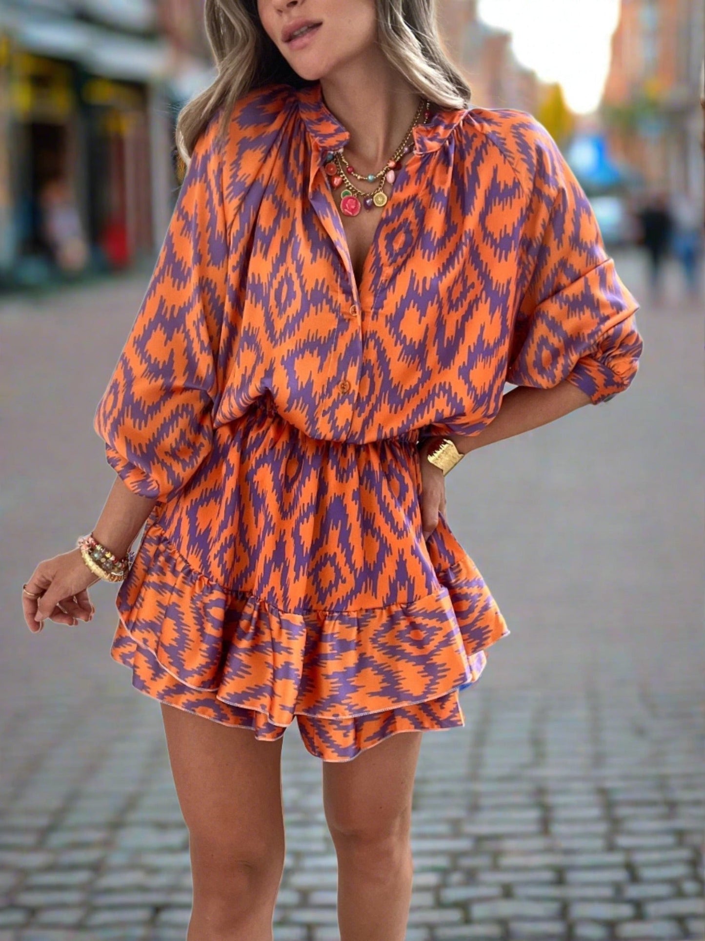 Yasmina - Losvallende mini zomer Jurk