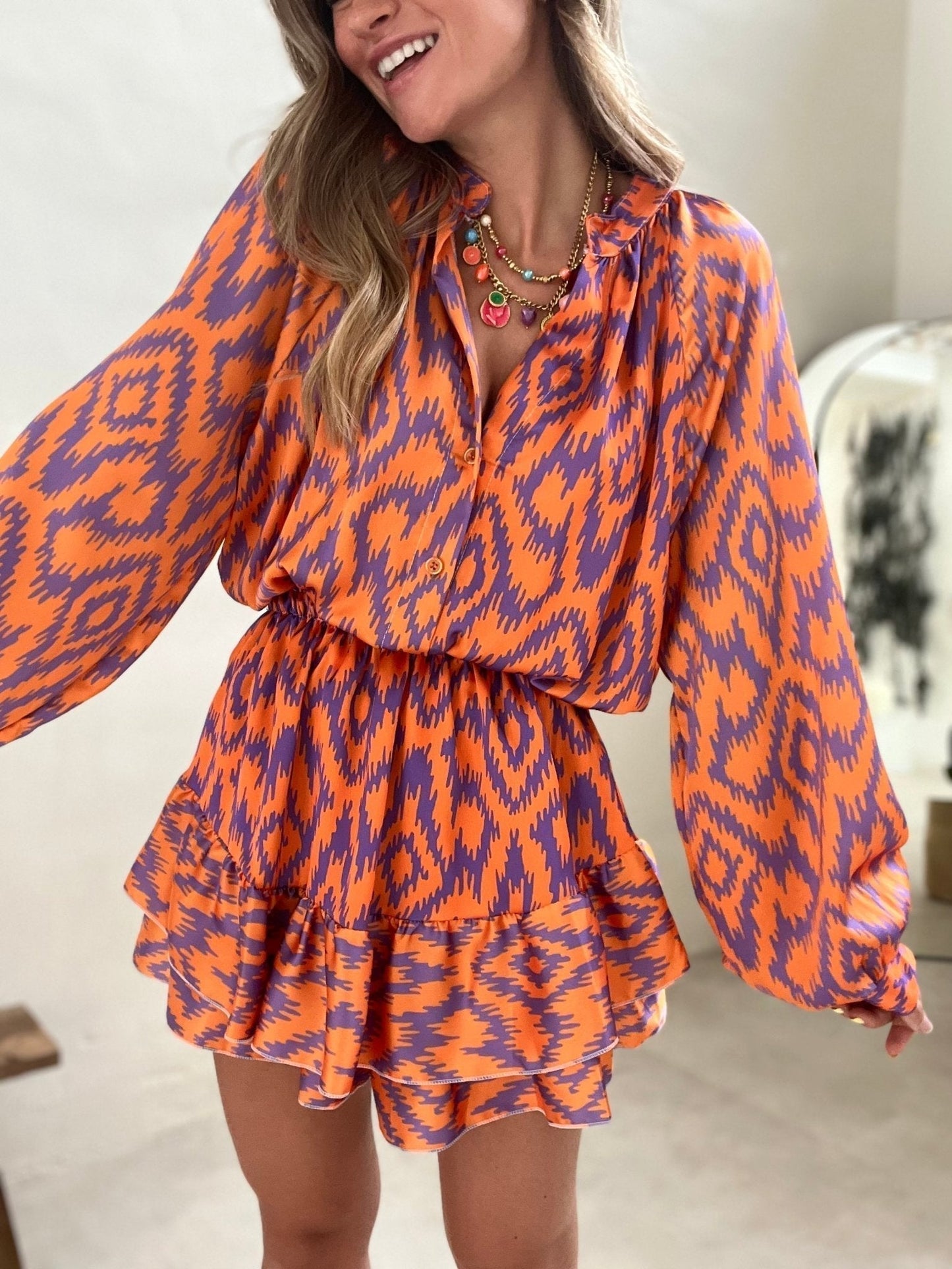 Yasmina - Losvallende mini zomer Jurk