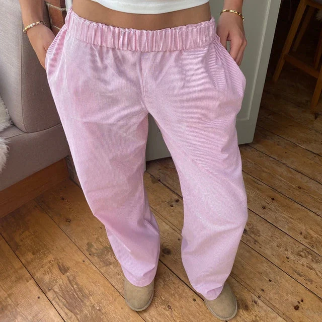 Noor – gestreepte zomer broek in luchtige katoenblend