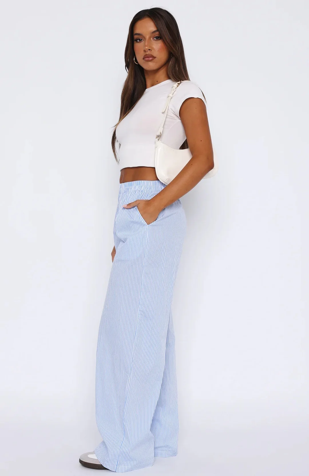 Noor – gestreepte zomer broek in luchtige katoenblend