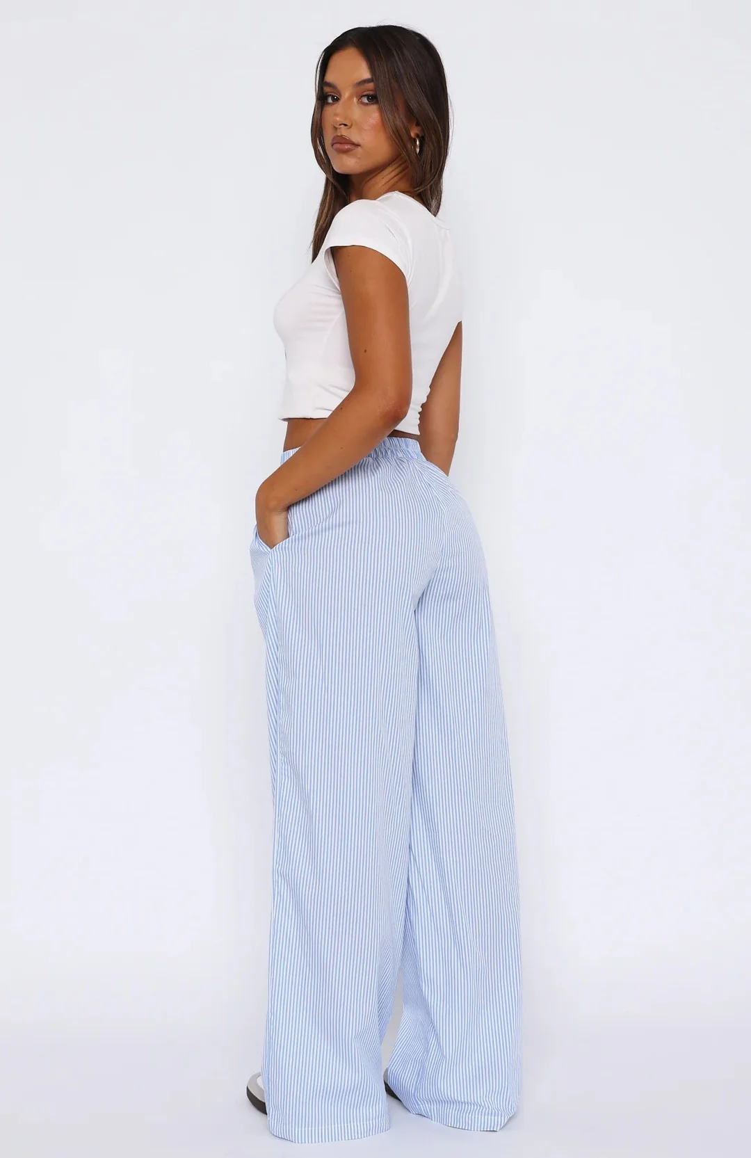 Noor – gestreepte zomer broek in luchtige katoenblend