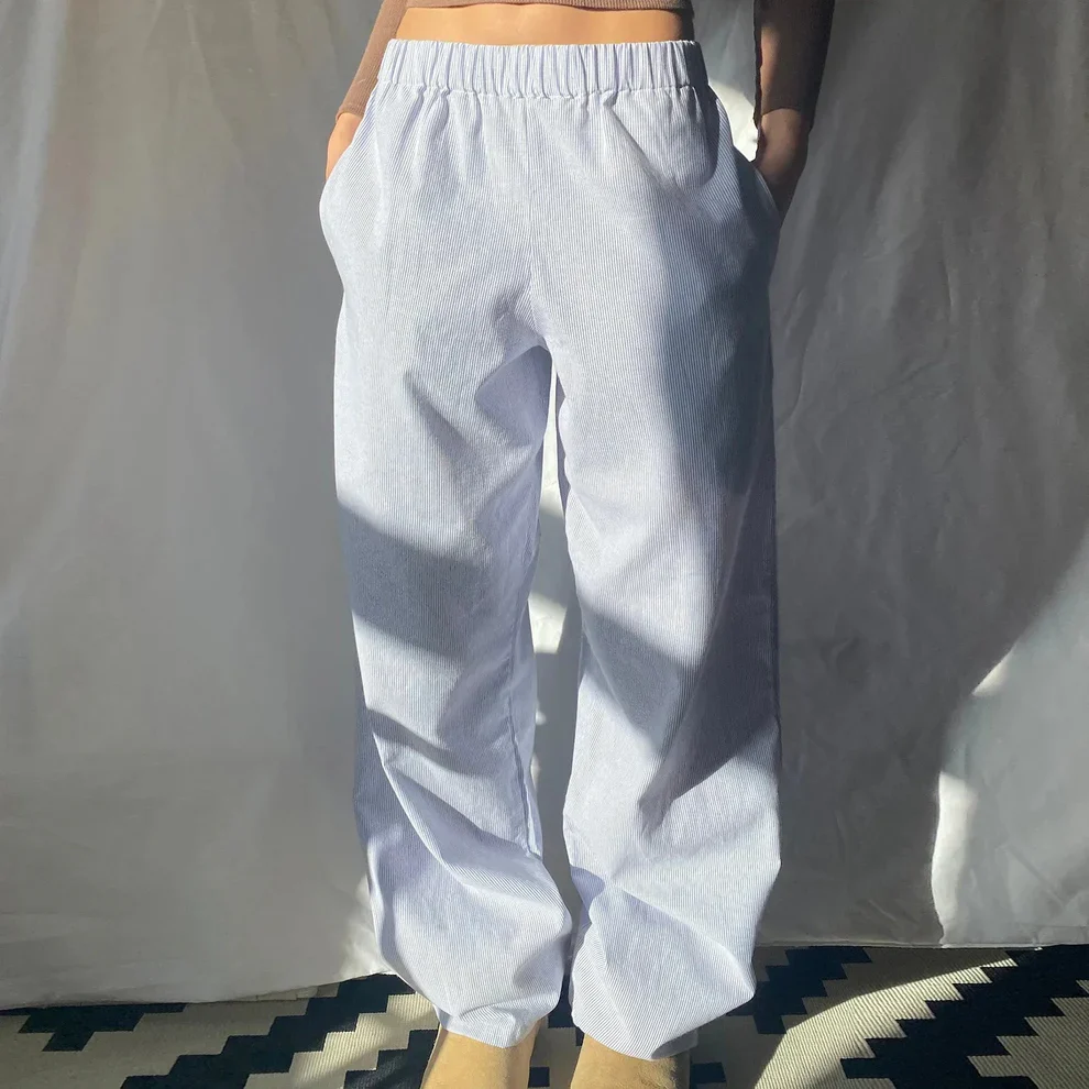 Noor – gestreepte zomer broek in luchtige katoenblend