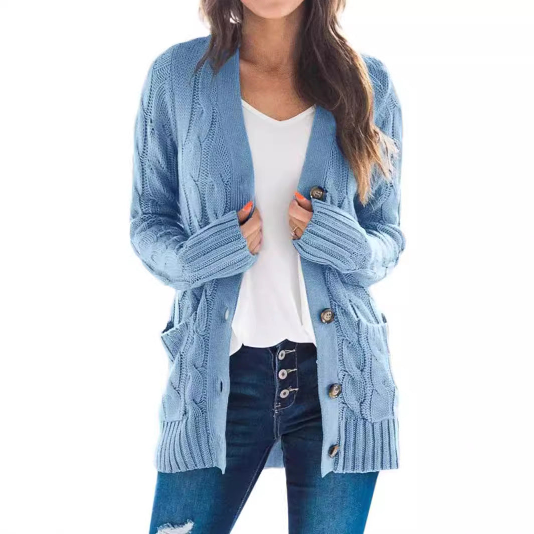 Emma – gebreide dames cardigan vest met lange mouwen