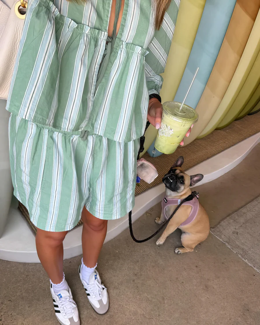 Lize Verde – gestreepte zomer set van katoen met blouse en short