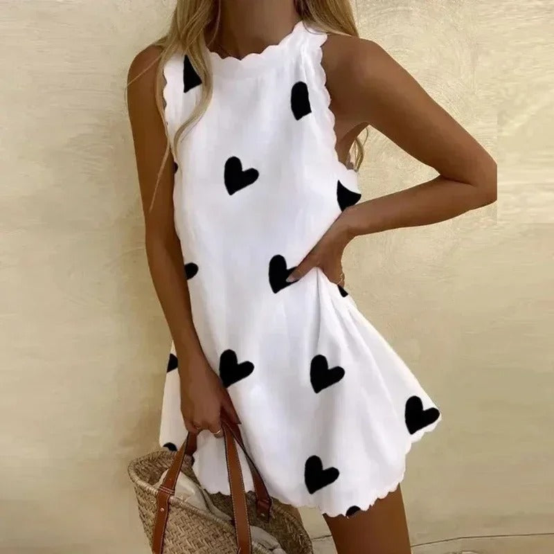 Aiko – Katoenen Zomer Mini Jurk Met Ronde Hals