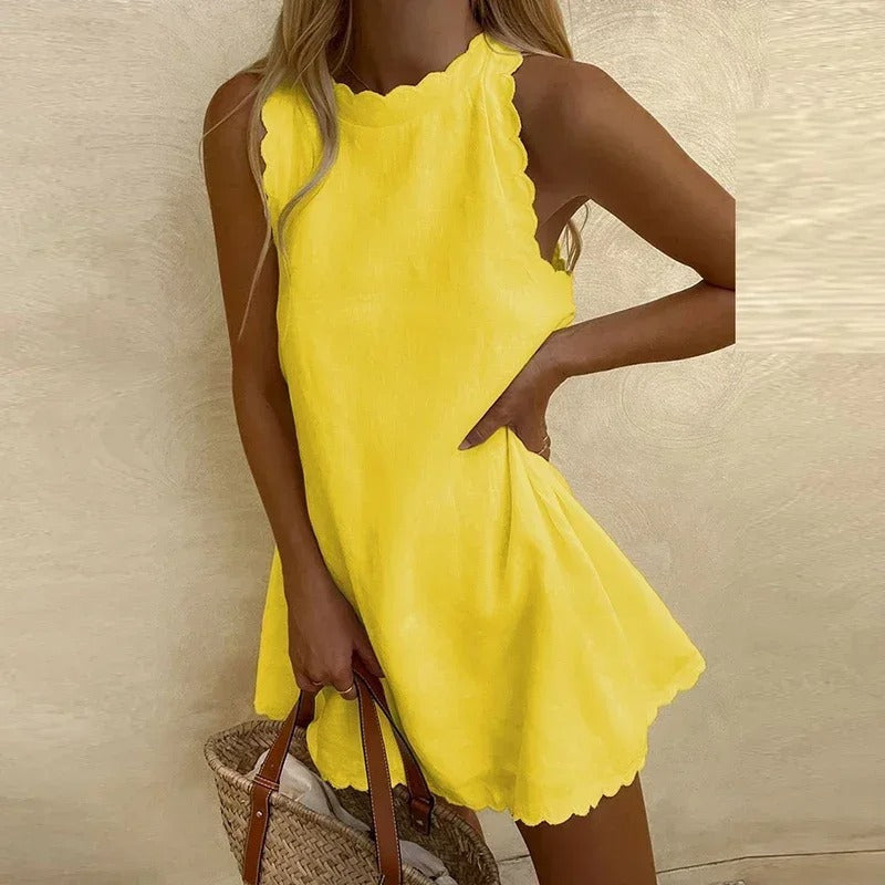Aiko – Katoenen Zomer Mini Jurk Met Ronde Hals