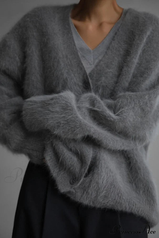 Isabel – faux fur cardigan vest met v-hals
