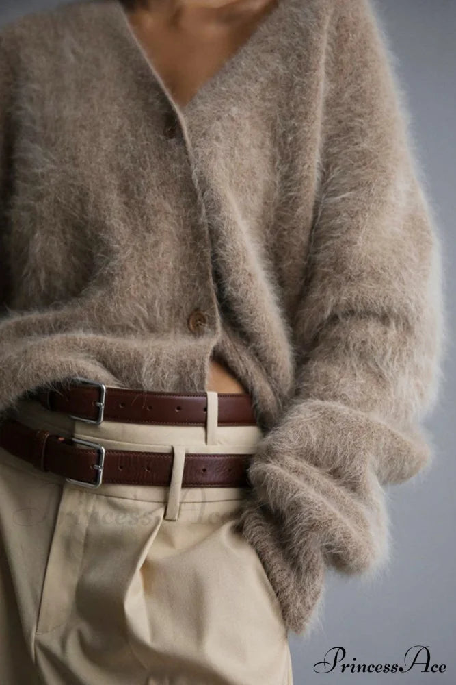 Isabel – faux fur cardigan vest met v-hals
