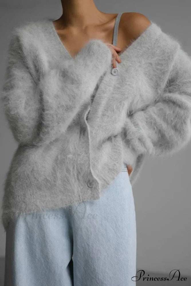 Isabel – faux fur cardigan vest met v-hals