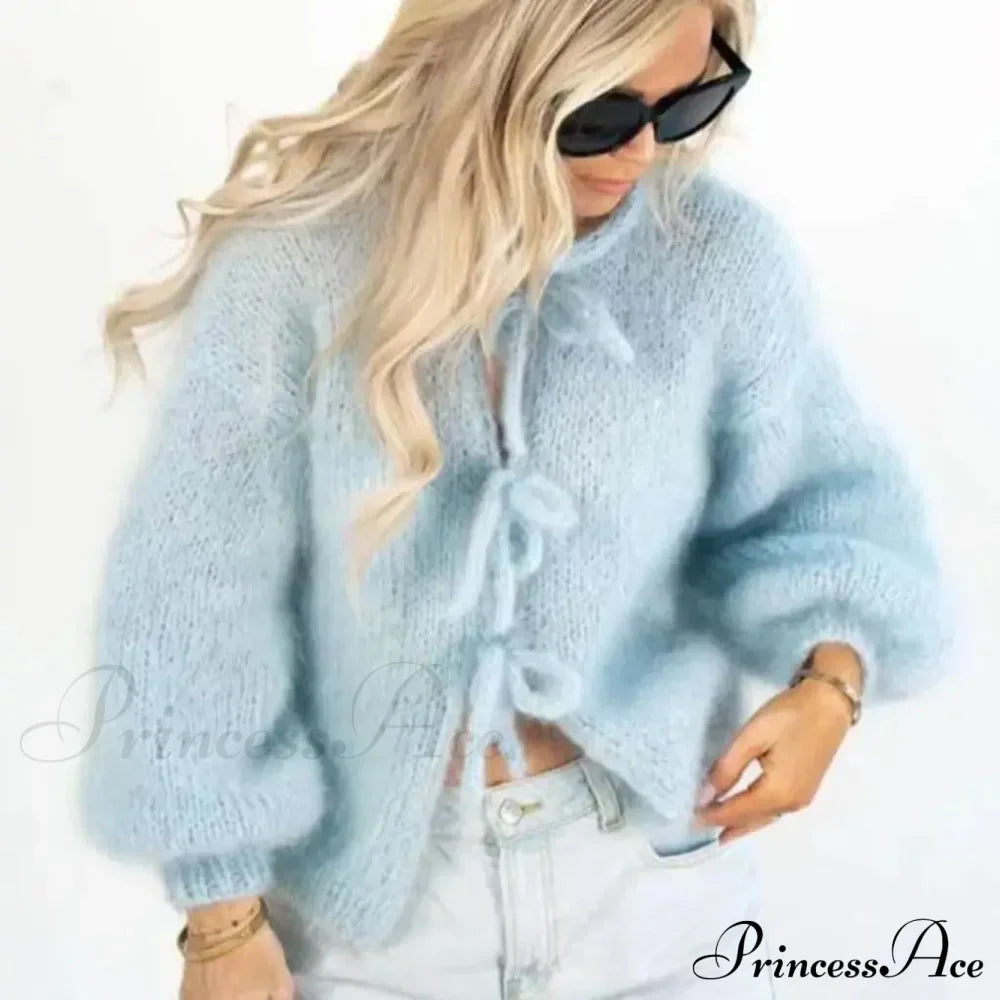 Luna – zacht mohair cardigan vest met ritssluiting en striksluiting