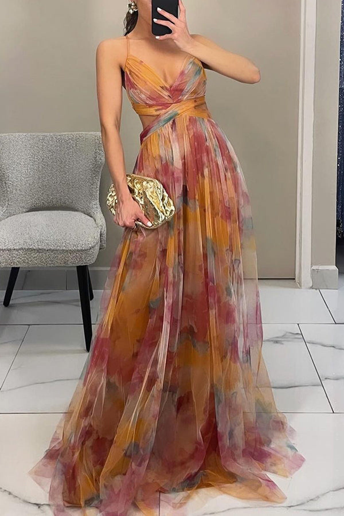Julia - Boho Bloemenprint V-hals Maxi Zomer Jurk