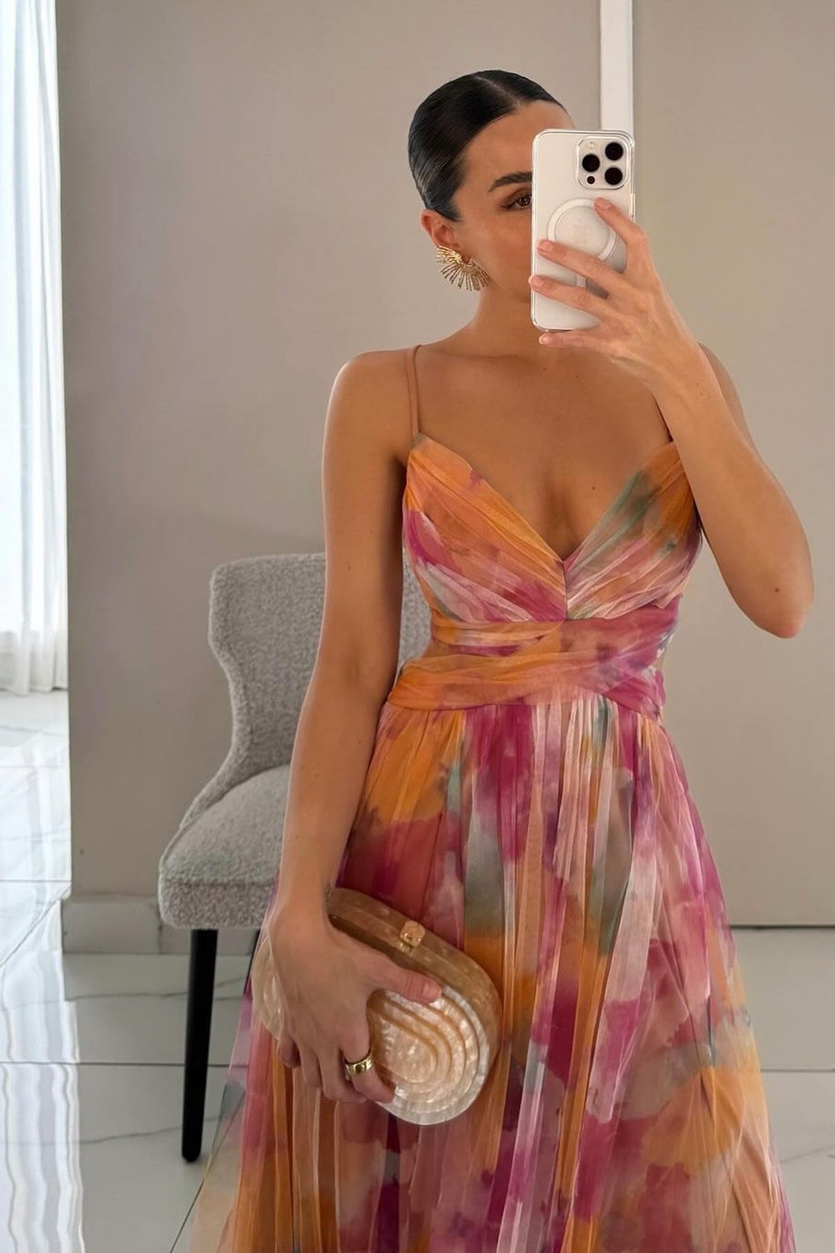 Julia - Boho Bloemenprint V-hals Maxi Zomer Jurk
