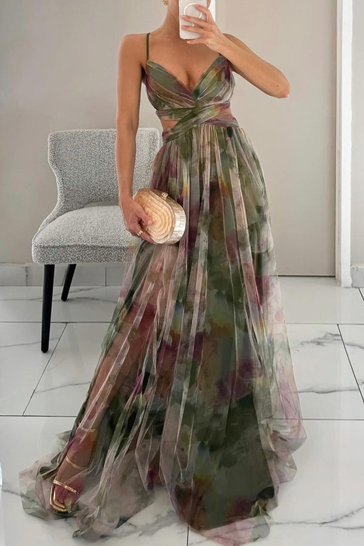 Julia - Boho Bloemenprint V-hals Maxi Zomer Jurk