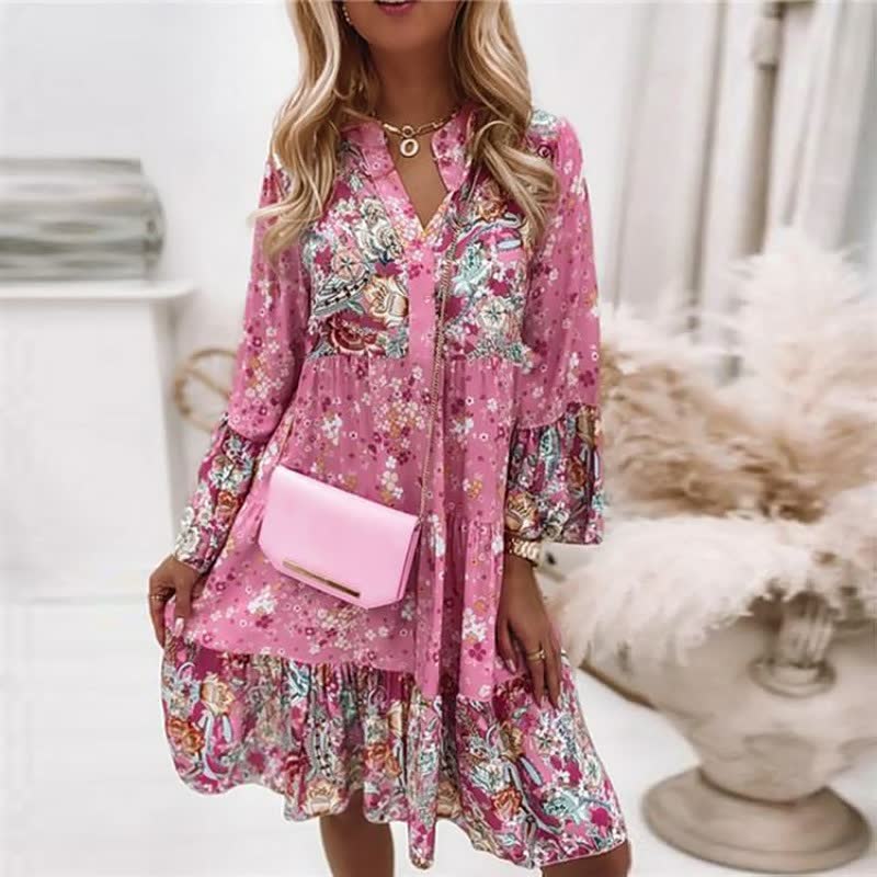 Yara – boho jurk met borduursels en licht uitlopende mouwen