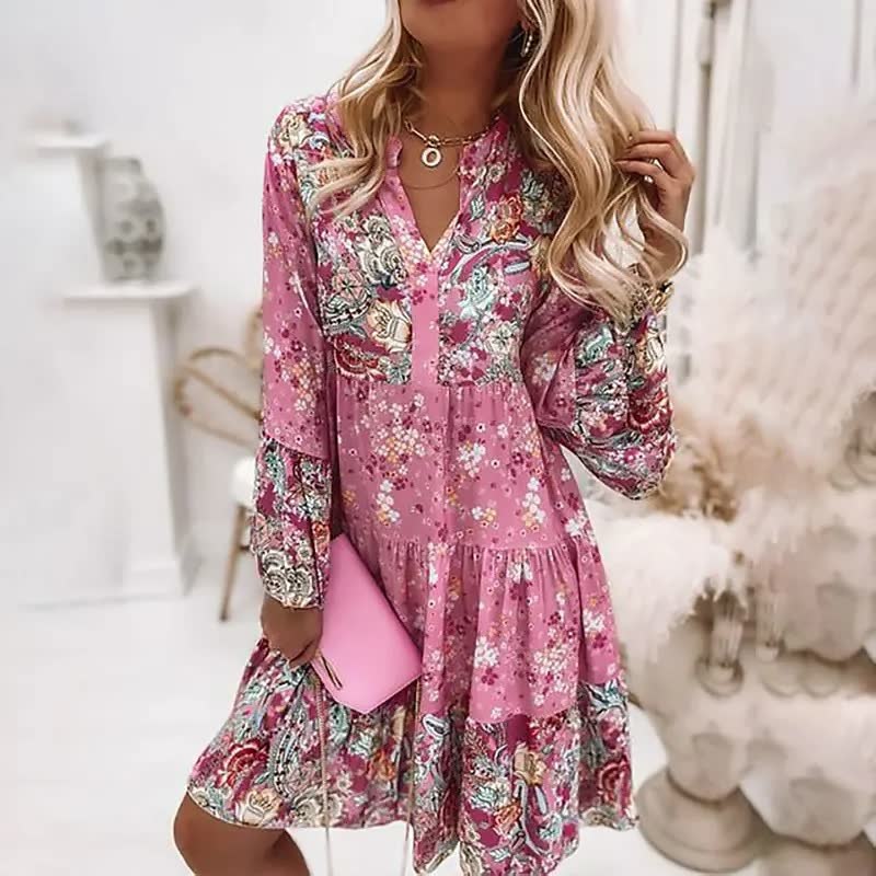 Yara – boho jurk met borduursels en licht uitlopende mouwen