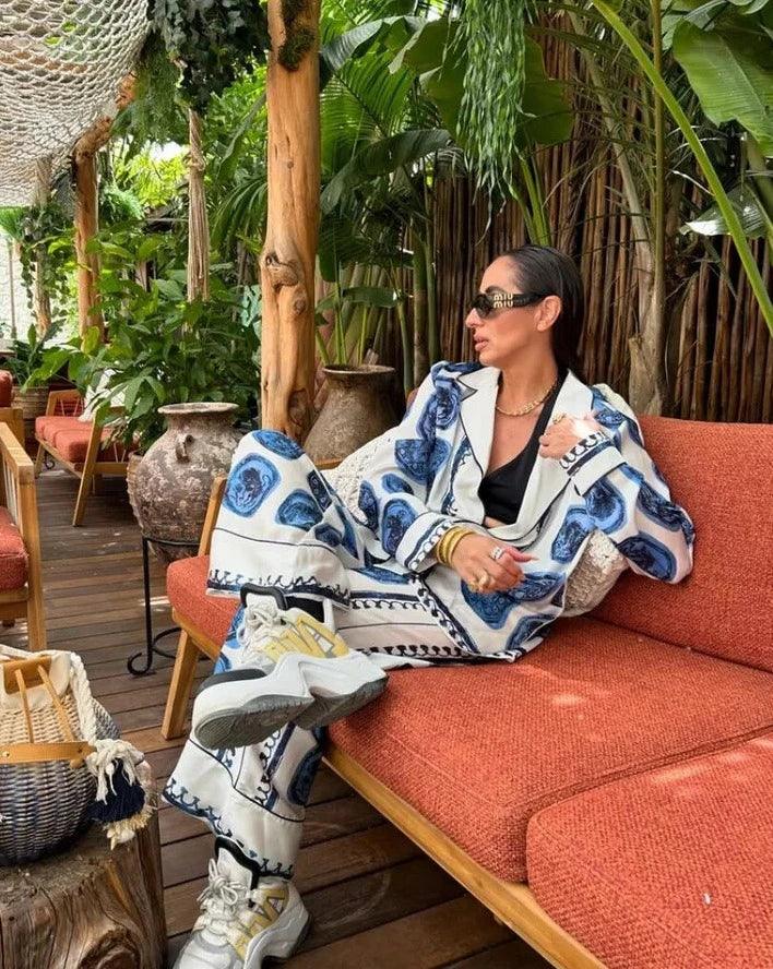Isabelle – Delftstblauwe Print Oversized Zomer Set