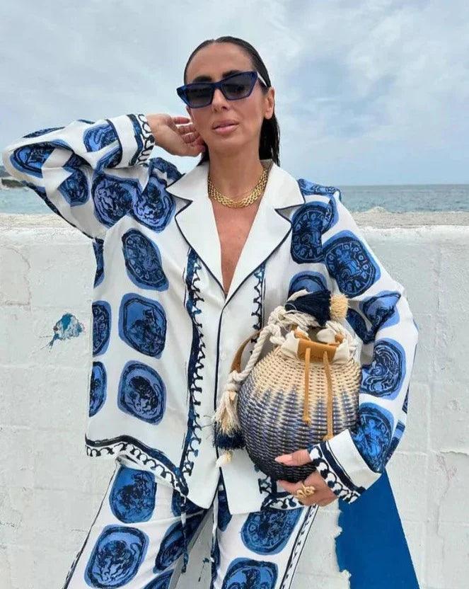 Isabelle – Delftstblauwe Print Oversized Zomer Set