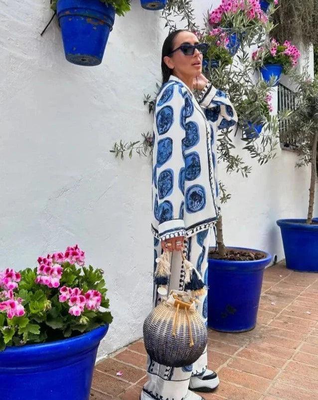 Isabelle – Delftstblauwe Print Oversized Zomer Set
