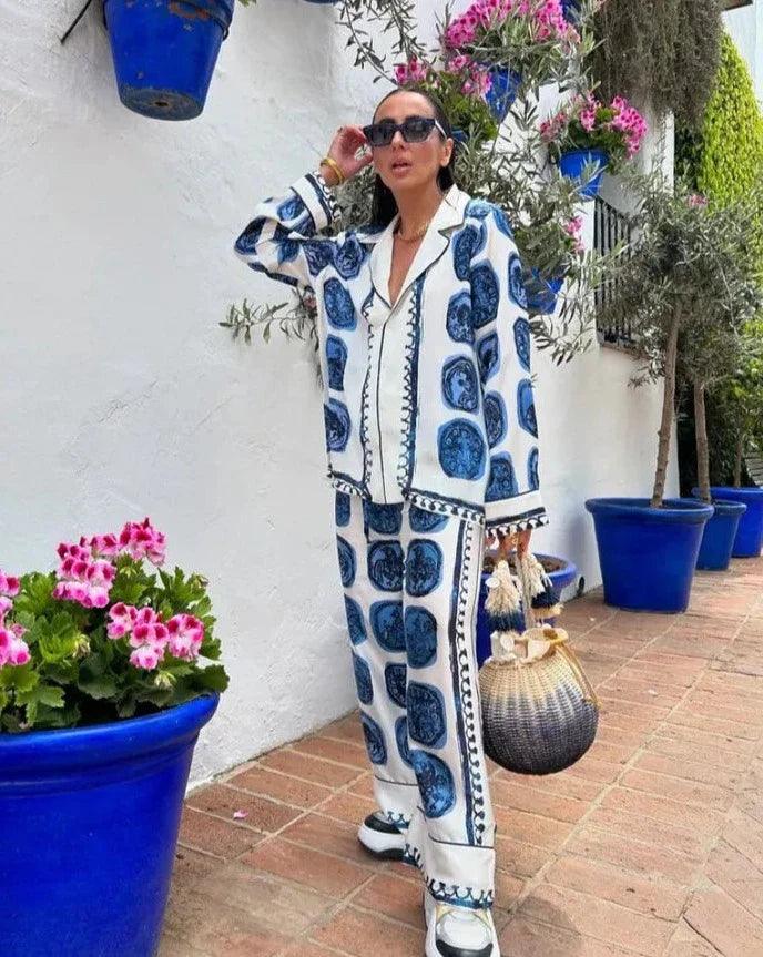 Isabelle – Delftstblauwe Print Oversized Zomer Set
