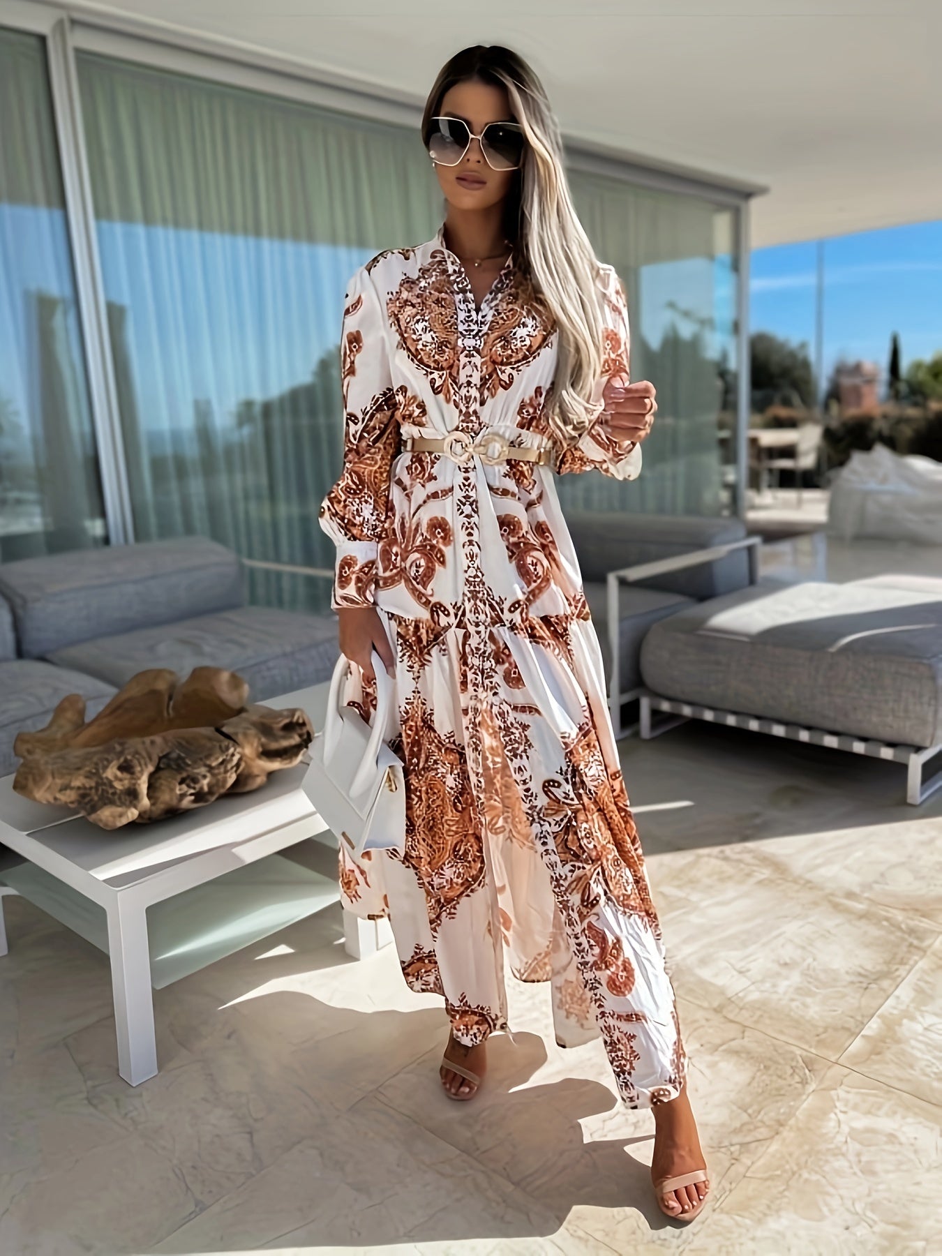 Darlene – Boho maxi-jurk met zomerse print en V-hals