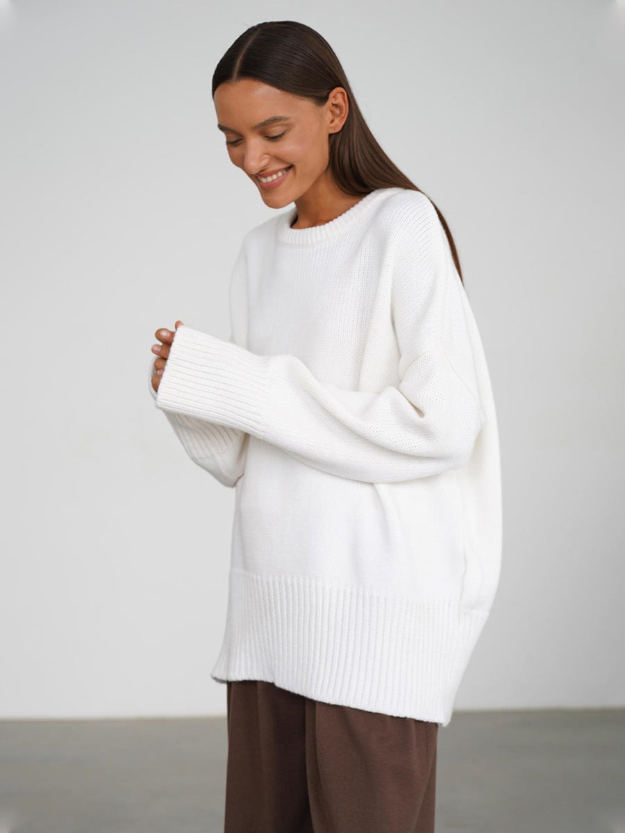 Downtime – gebreide oversized trui met dropped shoulders en ribboorden
