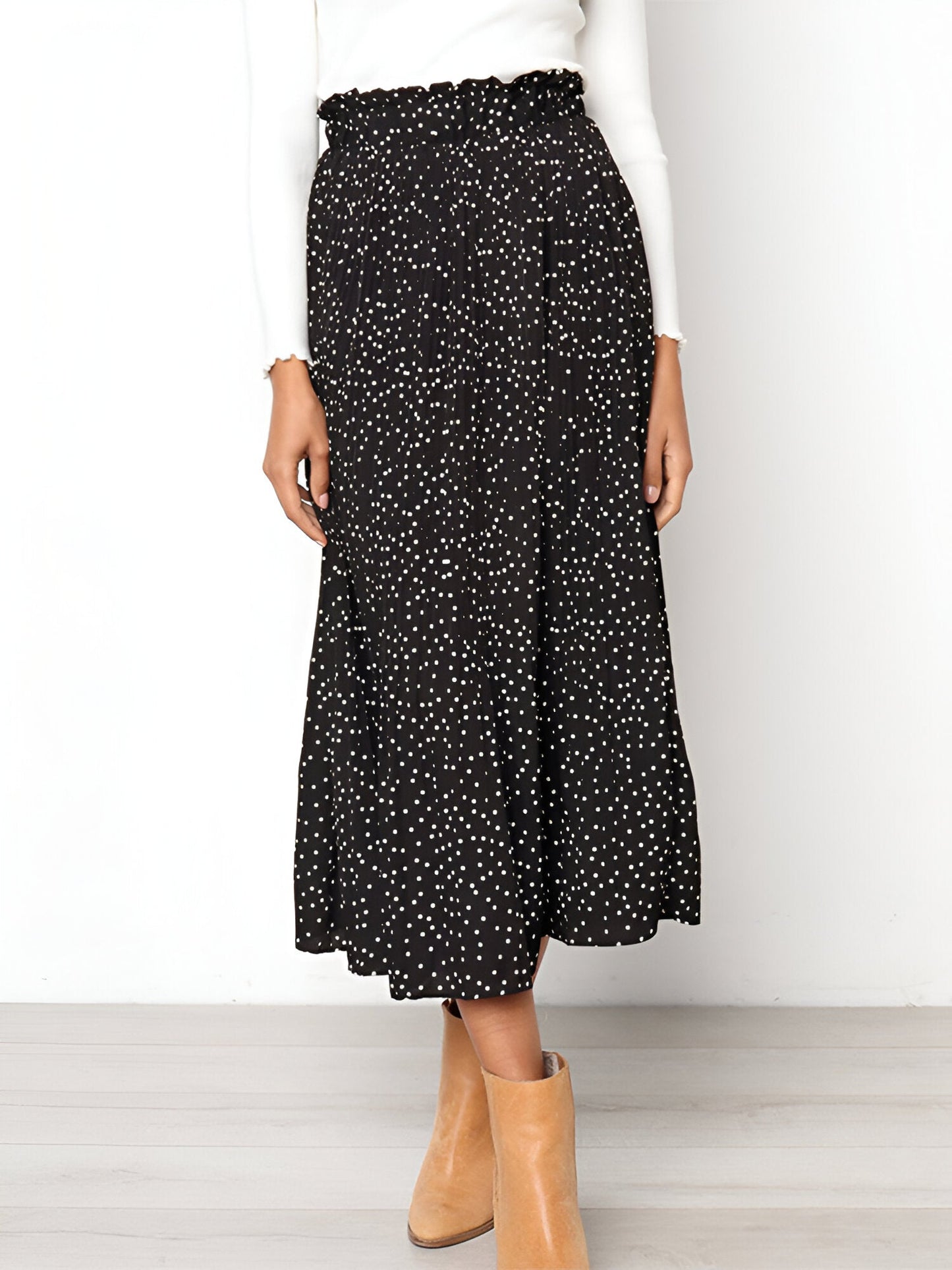 Flora – Bloemenprint midirok met hoge taille en geplooid design