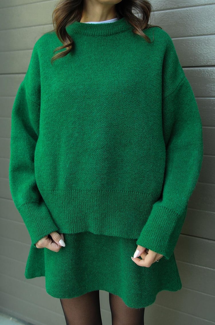 Léa – gebreide set met trui en minirok in zachte stof en casual fit