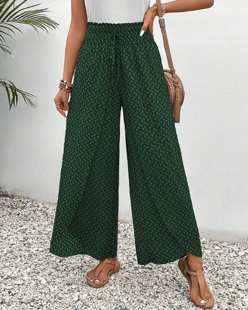 Luchtige dames broek met wijde pijpen en hoge taille