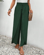 Luchtige dames broek met wijde pijpen en hoge taille