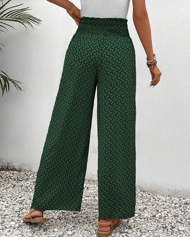 Luchtige dames broek met wijde pijpen en hoge taille
