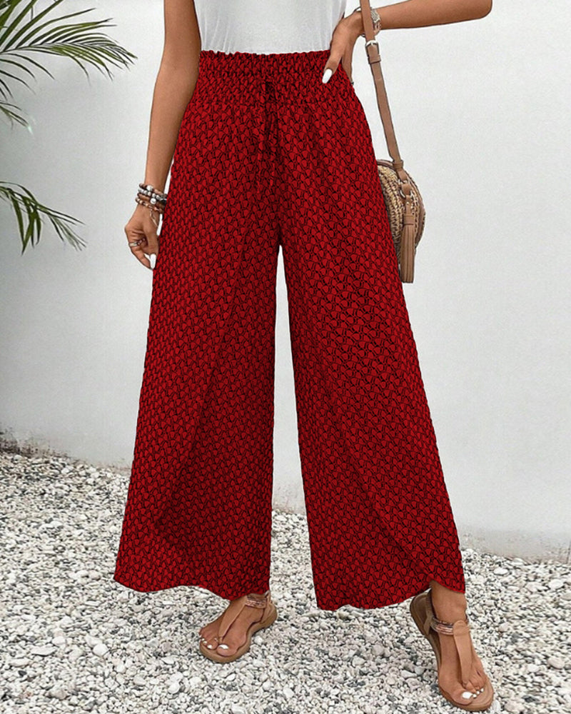Luchtige dames broek met wijde pijpen en hoge taille