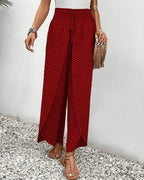 Luchtige dames broek met wijde pijpen en hoge taille