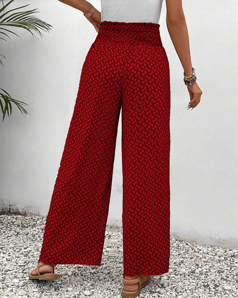 Luchtige dames broek met wijde pijpen en hoge taille