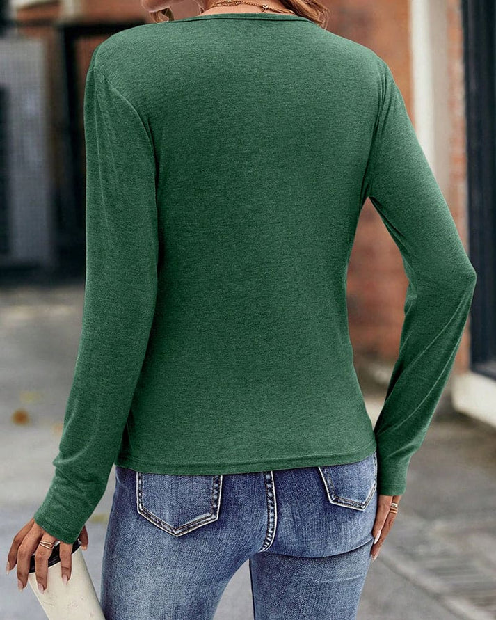 Overslag top met lange mouwen en tailleplooien