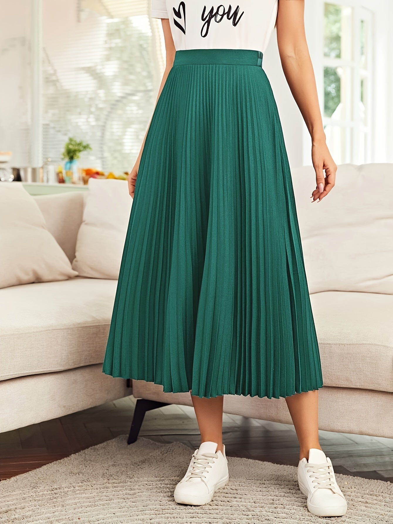 Evelien – Plooirok van katoenmix met hoge taille
