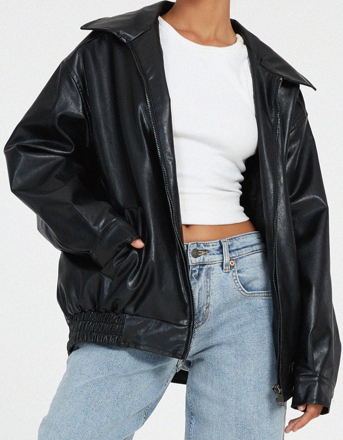 Élise – oversized leren zomerjas met losse pasvorm