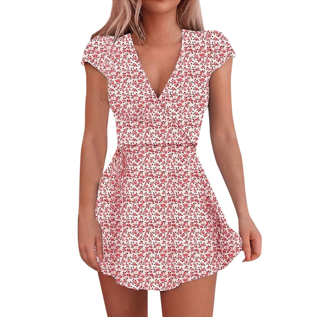 Lina – Gebloemde zomerjurk met V-hals en taille-accent