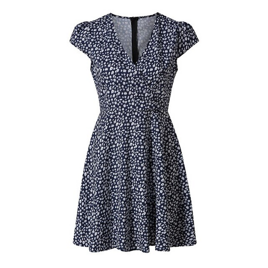 Lina – Gebloemde zomerjurk met V-hals en taille-accent