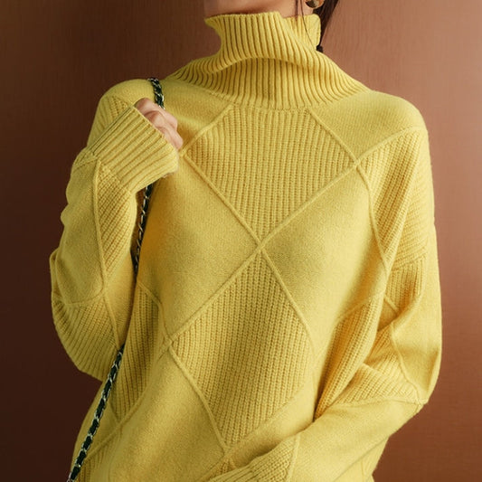 Leonie – oversized dames gebreide trui met rollkraag