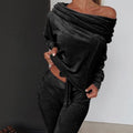 dames set met lange mouw top en slim fit broek