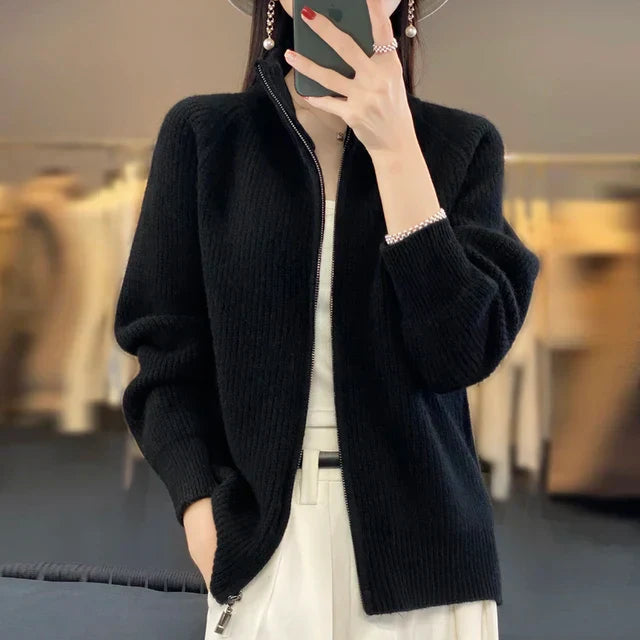 Elodie – Wollen Dames Cardigan Vest Met Losse Pasvorm
