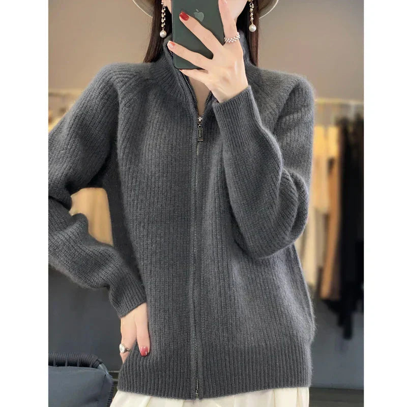 Elodie – Wollen Dames Cardigan Vest Met Losse Pasvorm