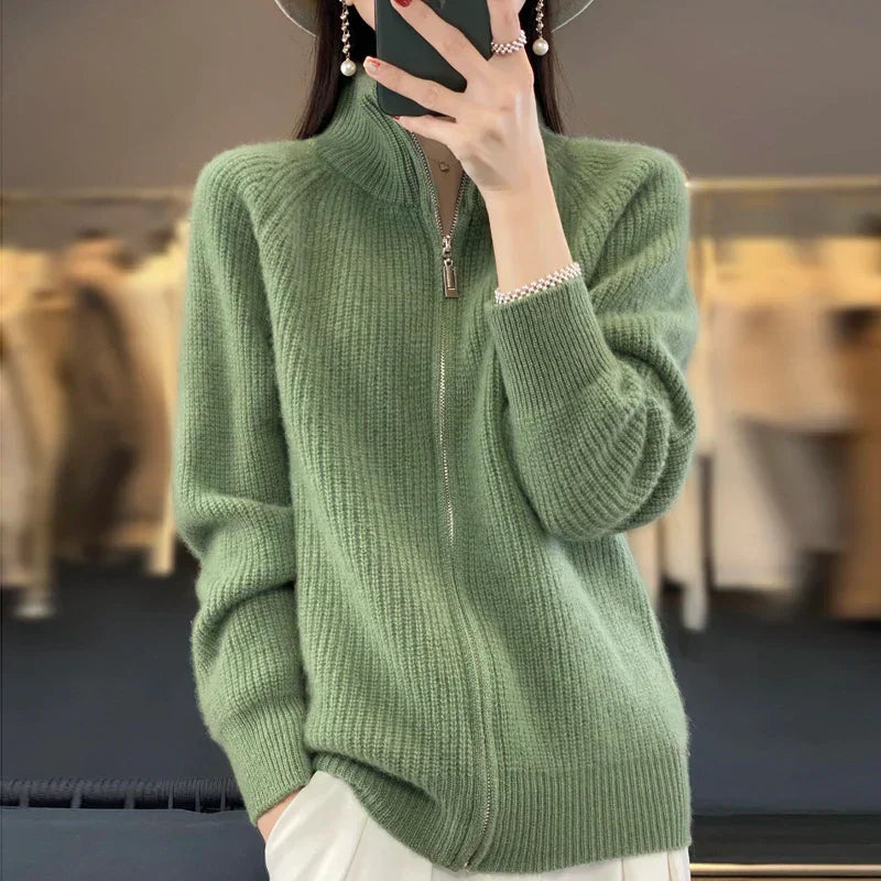 Elodie – Wollen Dames Cardigan Vest Met Losse Pasvorm