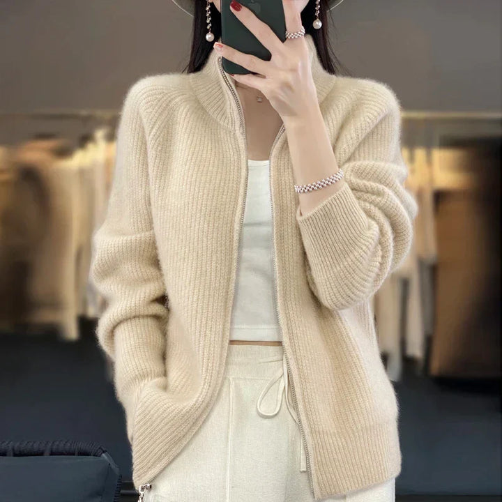 Elodie – Wollen Dames Cardigan Vest Met Losse Pasvorm